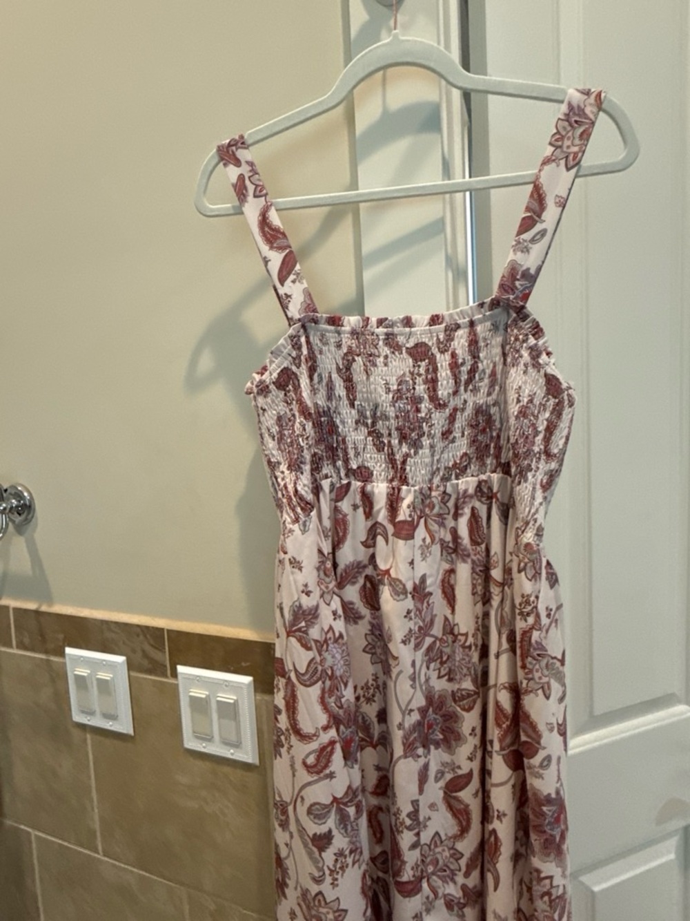 Grace Karin White Maxi Dress with Dusty Rose Floral Print - Picture 2 of 3